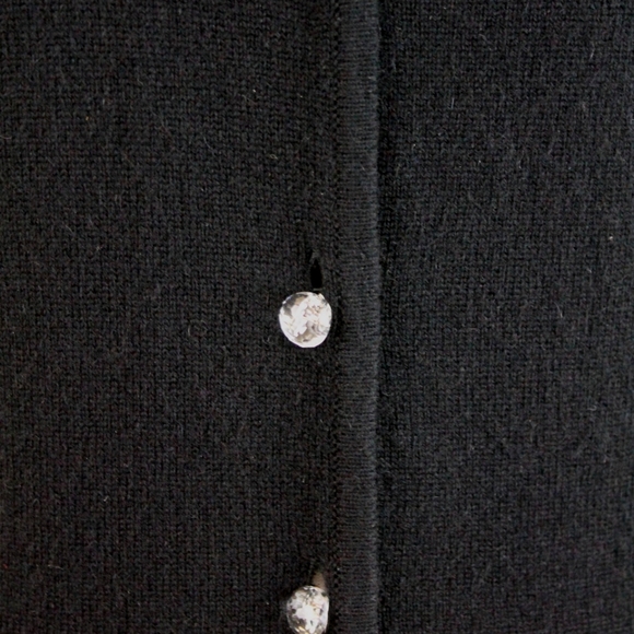 Trelise Cooper Pure Cashmere Cardigan Beaded Silk Lace Collar, Crystal Buttons - Picture 6 of 9